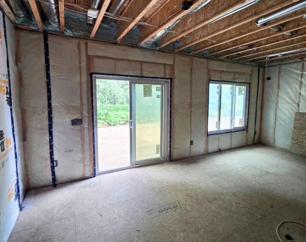 Framing stage of home renovation in Northwest BC